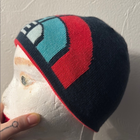 The North Face Navy Blue Knit Beanie with Bold Logo Design - Picture 2 of 7